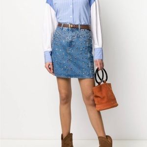 SANDRO Rubyn stud-embellished denim skirt
